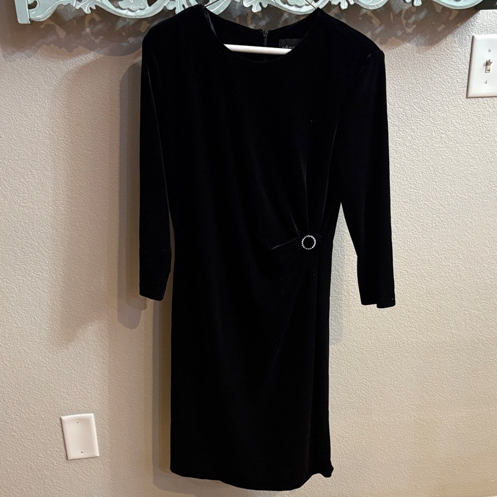 Connected Apparel Black Long Sleeve Dress with Ring Accent